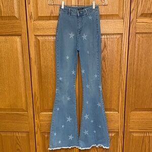Nasty Gal Women’s Sz 2 Written In The Stars Denim Star Flare Jeans